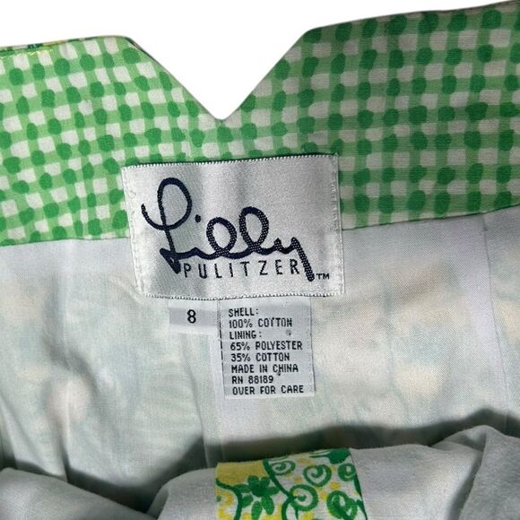 Vintage Lilly Pulitzer 🐸 Frog Print Green Yellow Ankle Pants High Rise Cropped - Picture 9 of 16